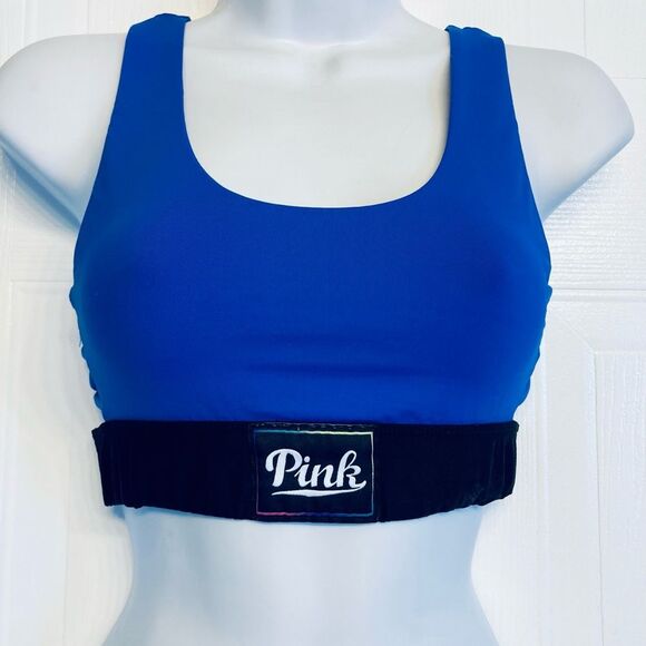 Victoria's Secret PINK Ultimate‎ Medium Support Unlined Sports Bra Blue Small - Picture 1 of 8